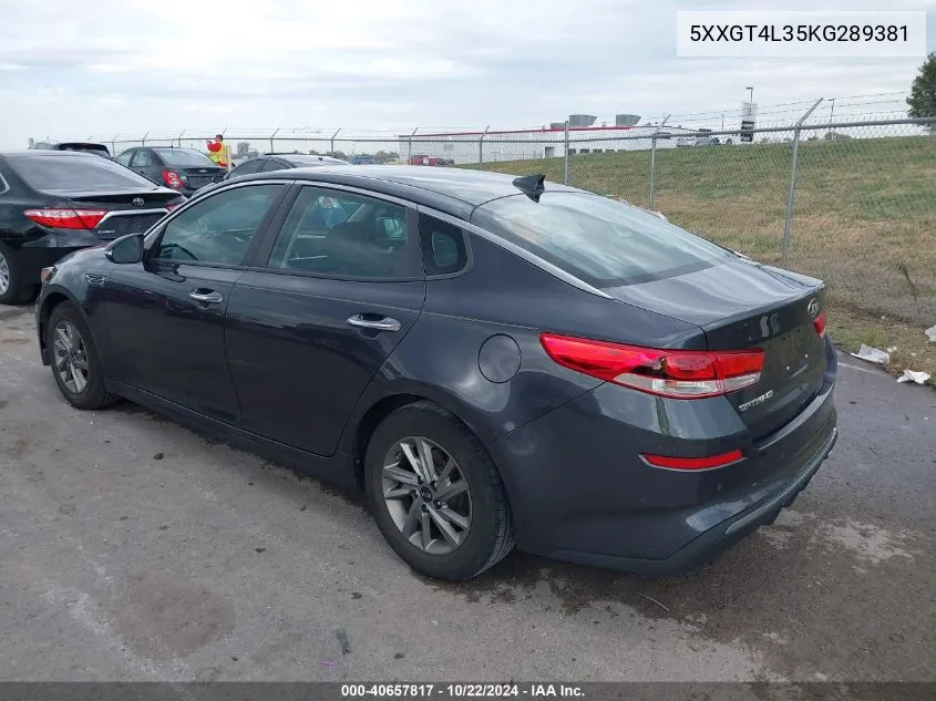 2019 Kia Optima Lx VIN: 5XXGT4L35KG289381 Lot: 40657817