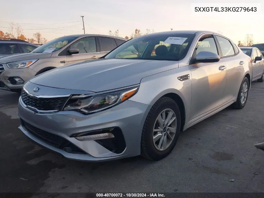 2019 Kia Optima Lx VIN: 5XXGT4L33KG279643 Lot: 40700072