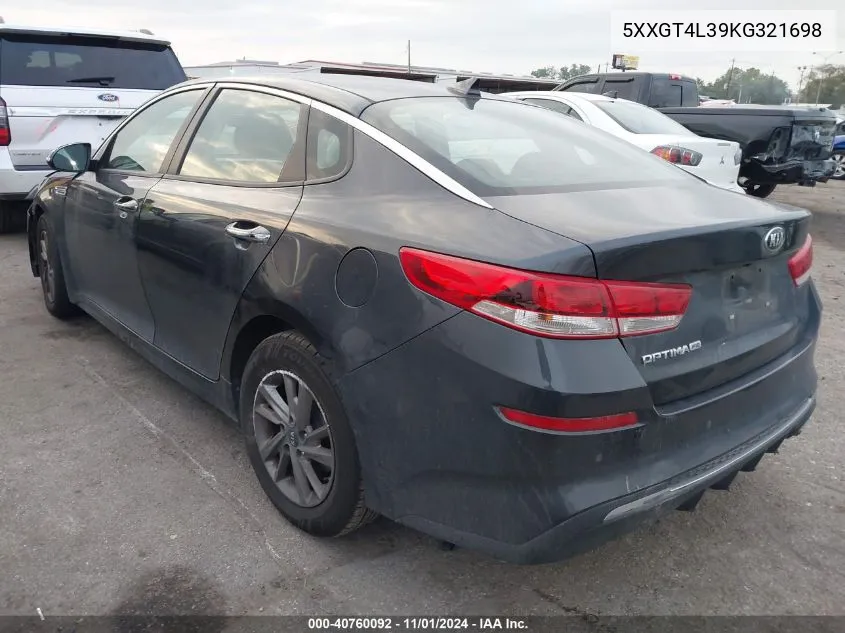 2019 Kia Optima Lx VIN: 5XXGT4L39KG321698 Lot: 40760092