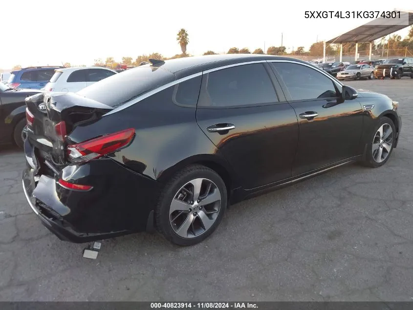 2019 Kia Optima S VIN: 5XXGT4L31KG374301 Lot: 40823914