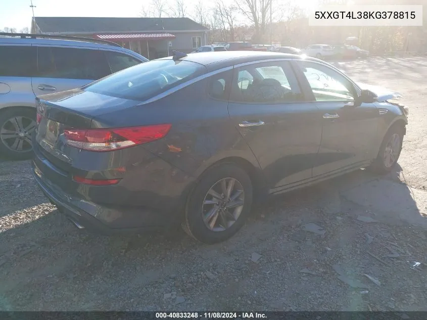 2019 Kia Optima Lx VIN: 5XXGT4L38KG378815 Lot: 40833248