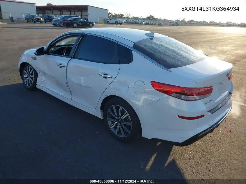 2019 Kia Optima Lx VIN: 5XXGT4L31KG364934 Lot: 40850096