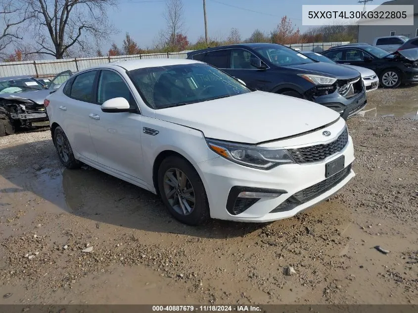 2019 Kia Optima Lx VIN: 5XXGT4L30KG322805 Lot: 40887679