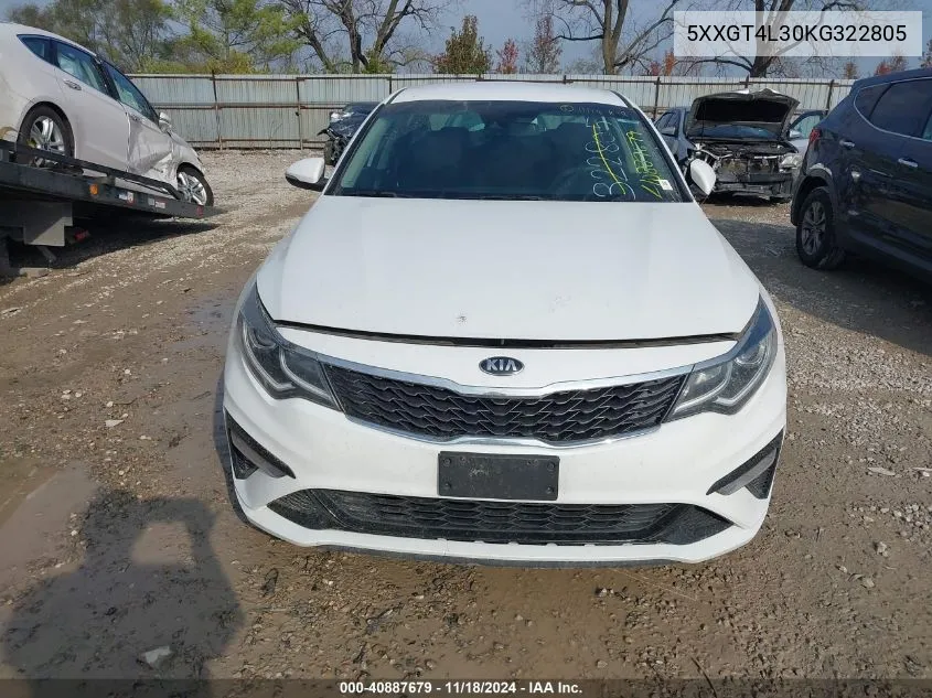 2019 Kia Optima Lx VIN: 5XXGT4L30KG322805 Lot: 40887679