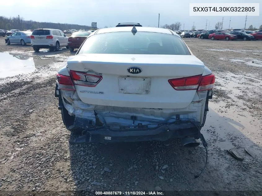 2019 Kia Optima Lx VIN: 5XXGT4L30KG322805 Lot: 40887679