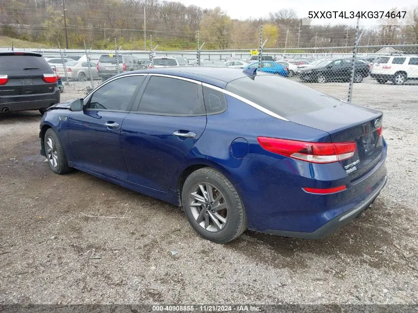 2019 Kia Optima Lx VIN: 5XXGT4L34KG374647 Lot: 40908855