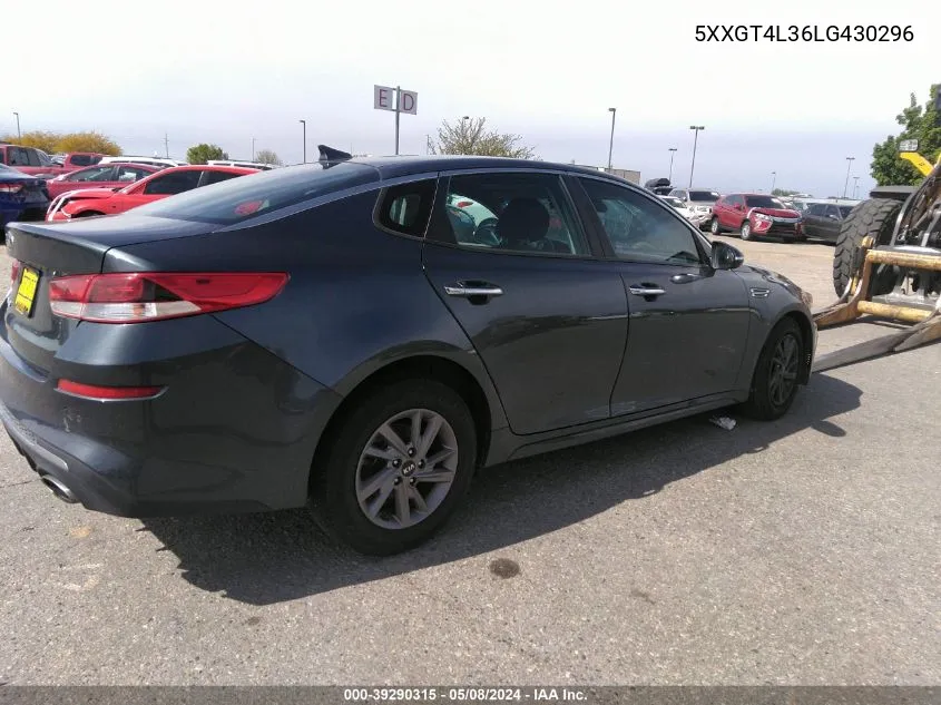 2020 Kia Optima Lx VIN: 5XXGT4L36LG430296 Lot: 39290315