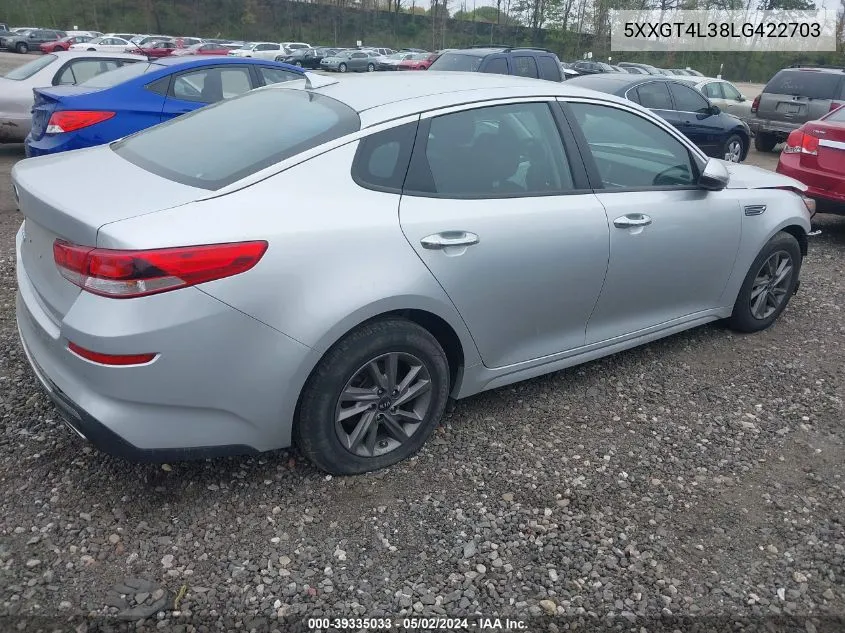 2020 Kia Optima Lx VIN: 5XXGT4L38LG422703 Lot: 39335033