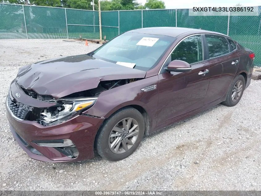 2020 Kia Optima Lx VIN: 5XXGT4L33LG386192 Lot: 39679747