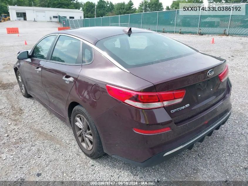 2020 Kia Optima Lx VIN: 5XXGT4L33LG386192 Lot: 39679747