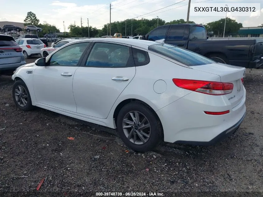 2020 Kia Optima Lx VIN: 5XXGT4L30LG430312 Lot: 39748739