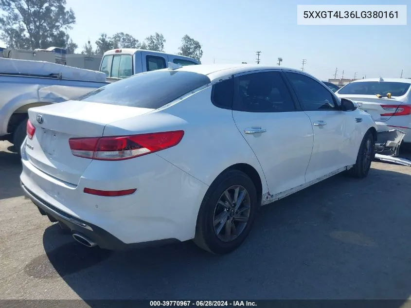 2020 Kia Optima Lx VIN: 5XXGT4L36LG380161 Lot: 39770967