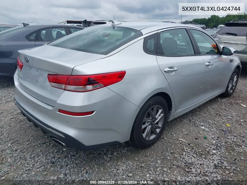 2020 Kia Optima Lx VIN: 5XXGT4L3XLG424744 Lot: 39942329