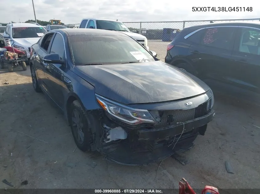 5XXGT4L38LG451148 2020 Kia Optima Lx