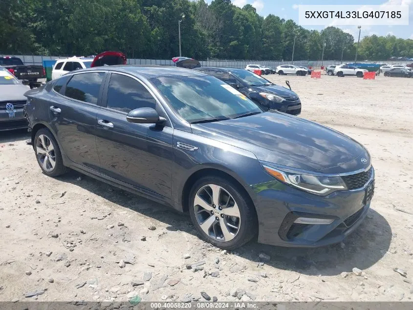 2020 Kia Optima S VIN: 5XXGT4L33LG407185 Lot: 40058220