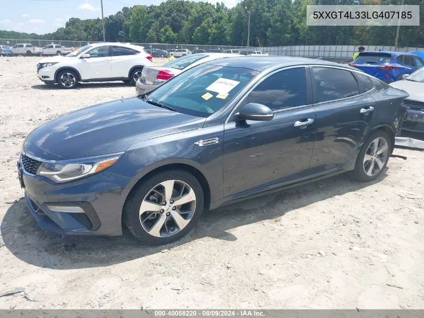 2020 Kia Optima S VIN: 5XXGT4L33LG407185 Lot: 40058220