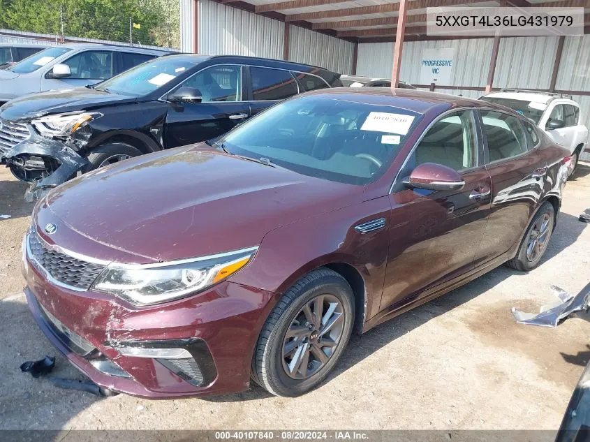 2020 Kia Optima Lx/S/Se VIN: 5XXGT4L36LG431979 Lot: 40107840