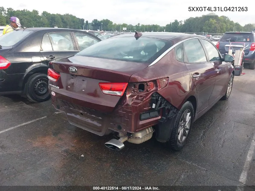 5XXGT4L31LG421263 2020 Kia Optima Lx