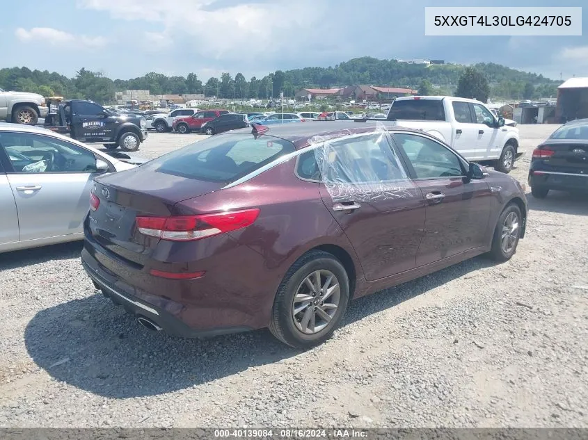 2020 Kia Optima Lx VIN: 5XXGT4L30LG424705 Lot: 40139084