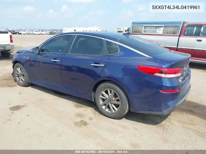 2020 Kia Optima Lx VIN: 5XXGT4L34LG419961 Lot: 40143492