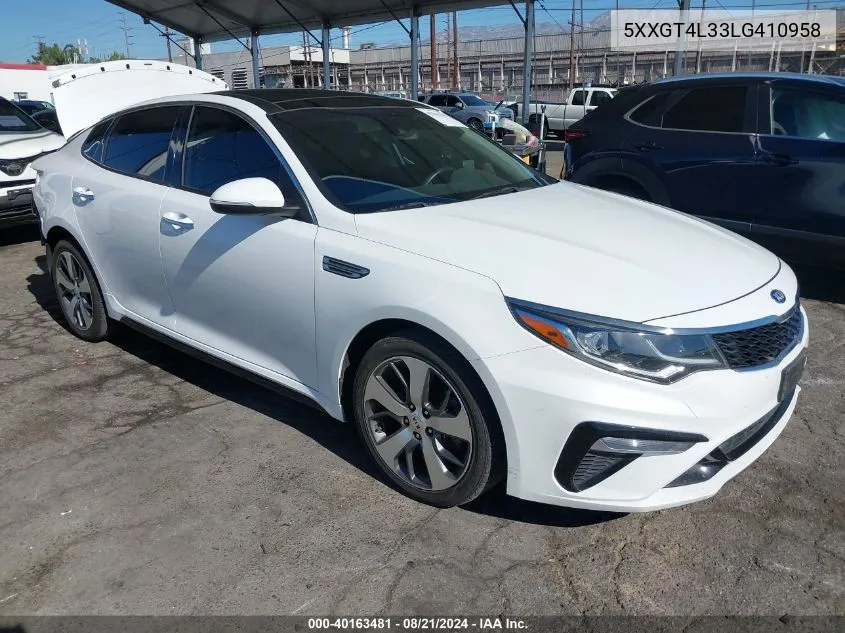 2020 Kia Optima Lx/S/Se VIN: 5XXGT4L33LG410958 Lot: 40163481