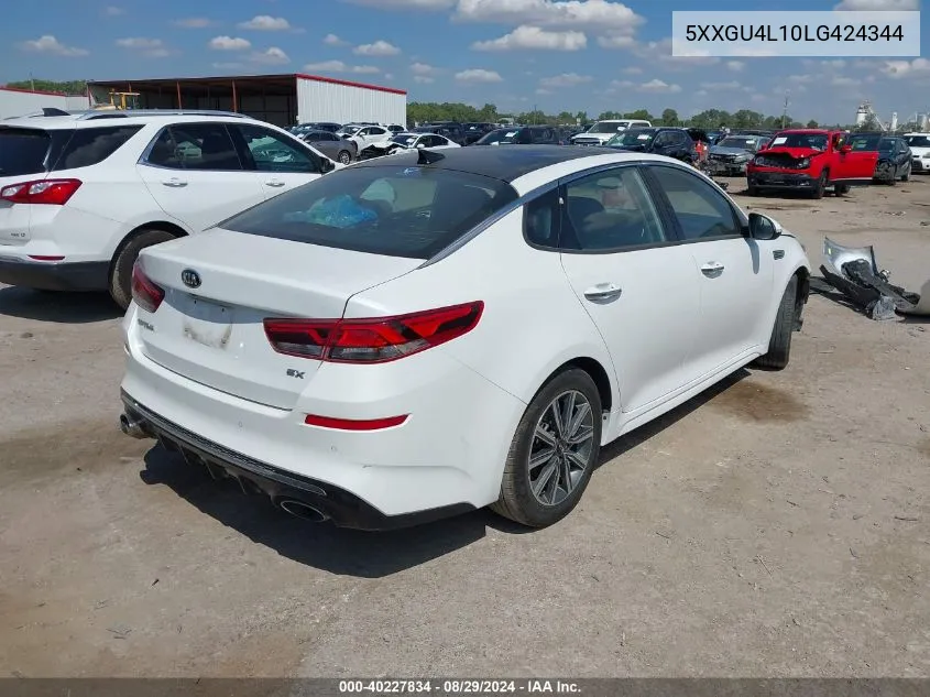 2020 Kia Optima Ex Premium VIN: 5XXGU4L10LG424344 Lot: 40227834