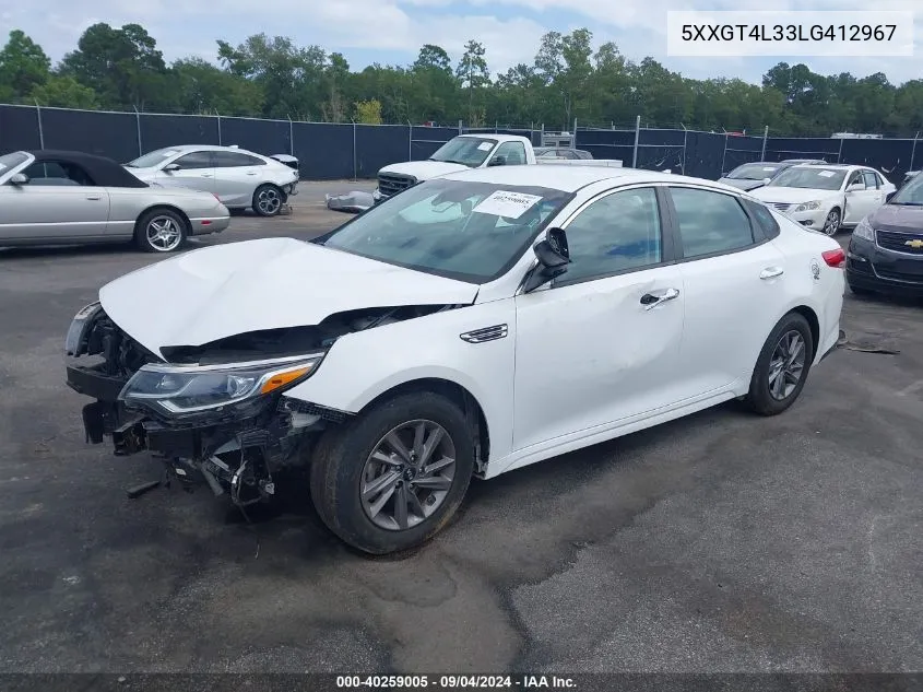 2020 Kia Optima Lx VIN: 5XXGT4L33LG412967 Lot: 40259005