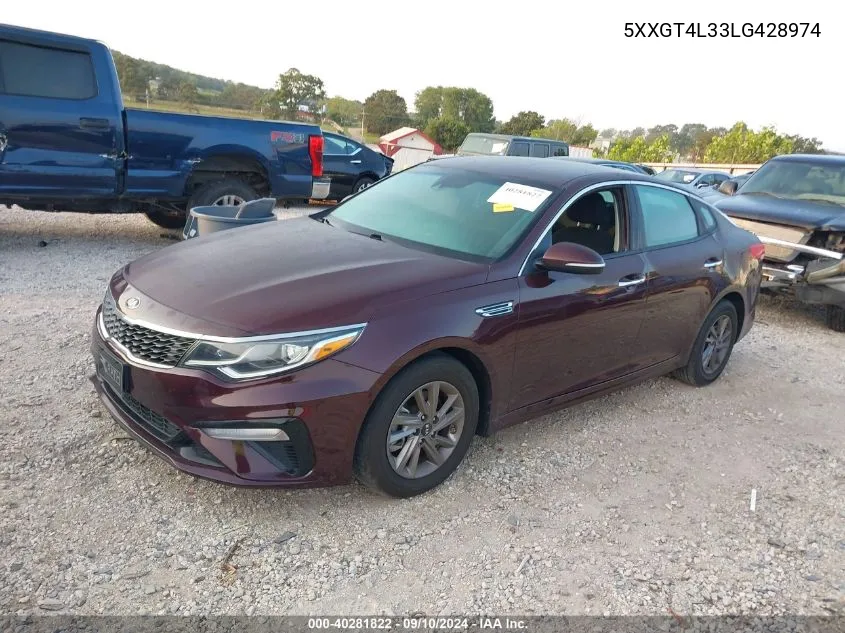 2020 Kia Optima Lx VIN: 5XXGT4L33LG428974 Lot: 40281822