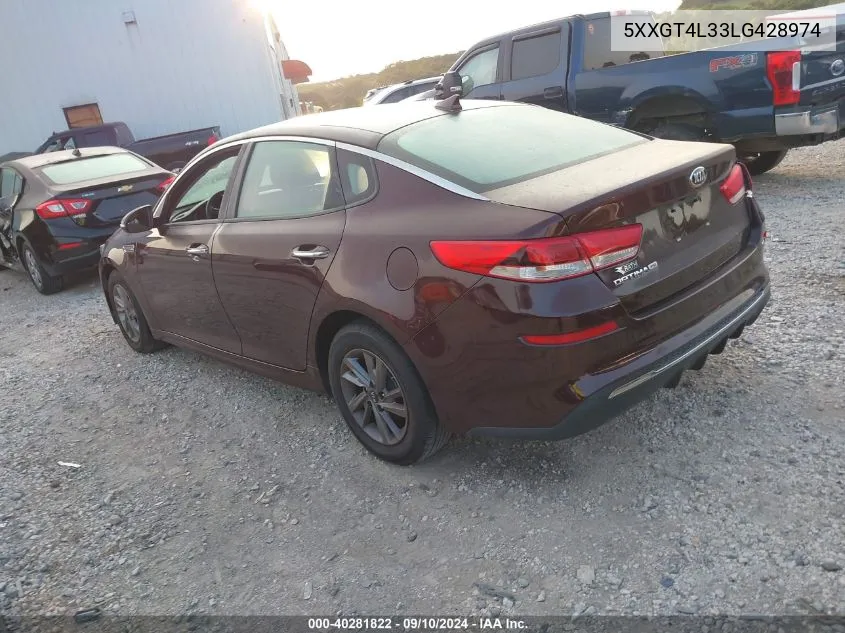 5XXGT4L33LG428974 2020 Kia Optima Lx