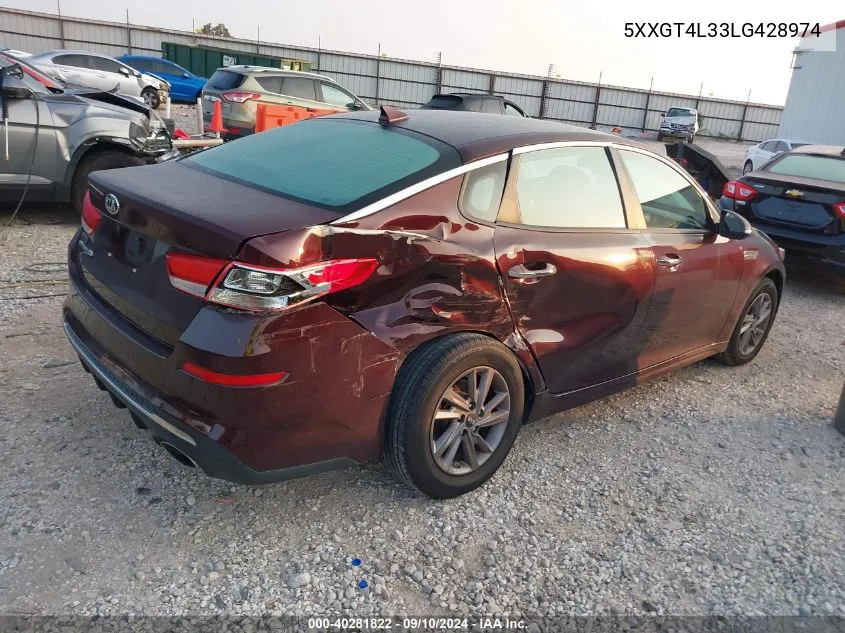 5XXGT4L33LG428974 2020 Kia Optima Lx