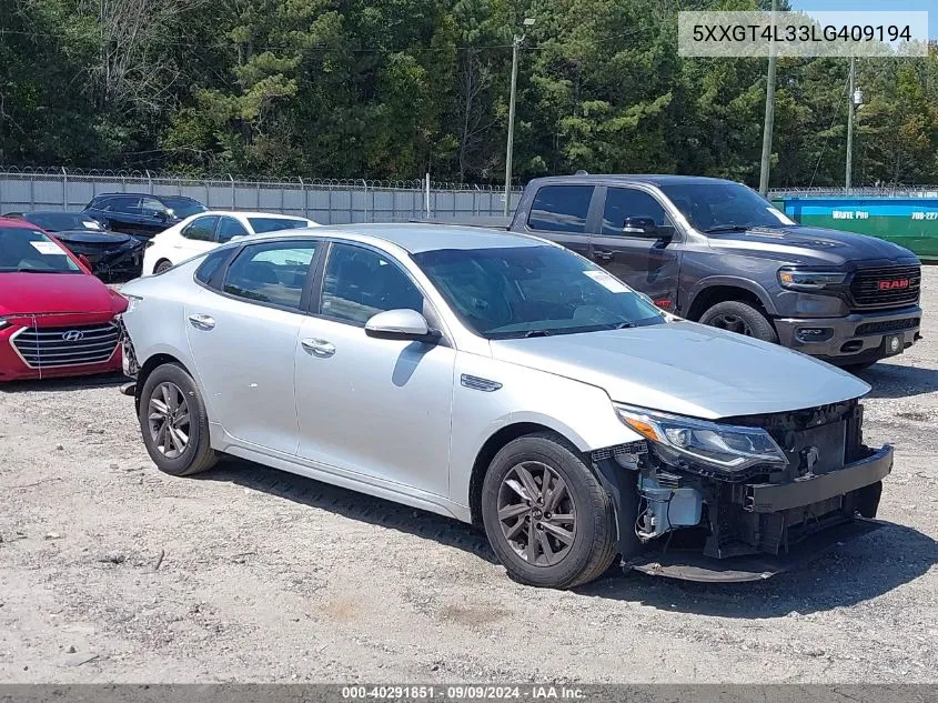 2020 Kia Optima Lx VIN: 5XXGT4L33LG409194 Lot: 40291851