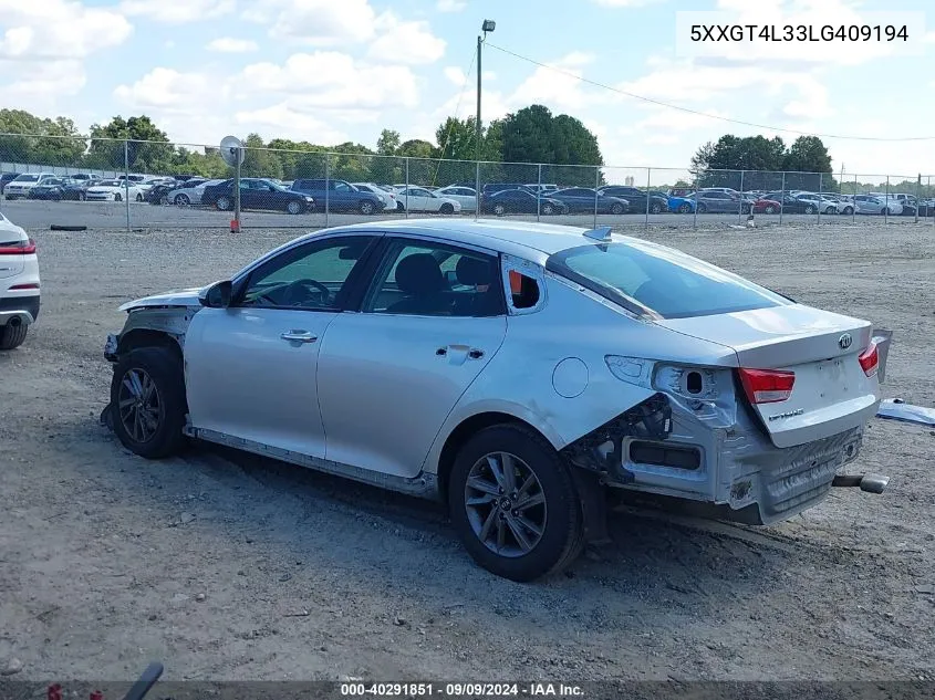 2020 Kia Optima Lx VIN: 5XXGT4L33LG409194 Lot: 40291851