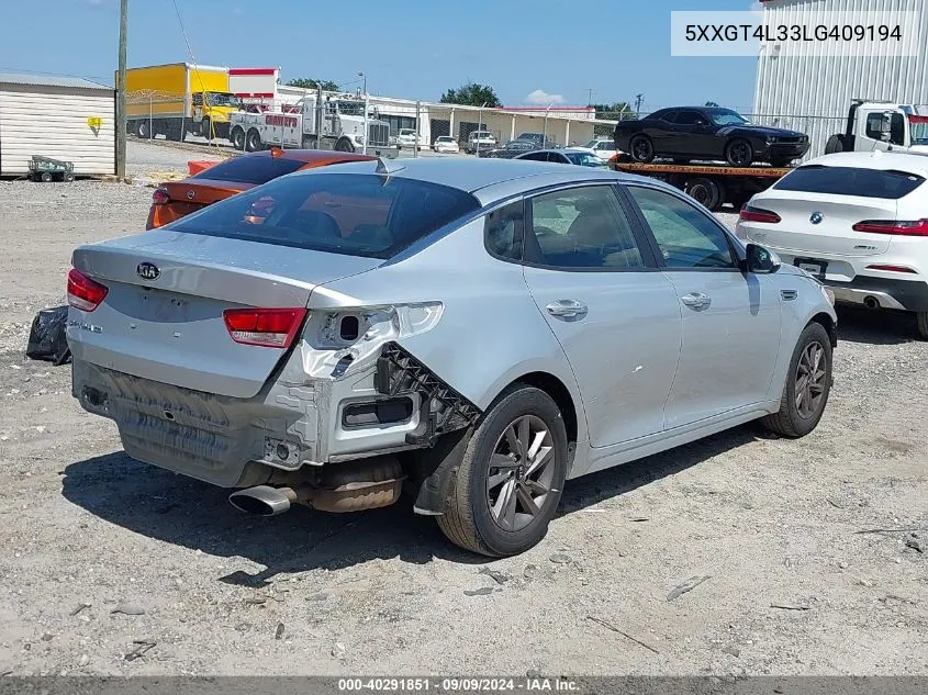 5XXGT4L33LG409194 2020 Kia Optima Lx