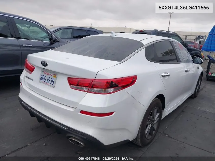 2020 Kia Optima Lx VIN: 5XXGT4L36LG411666 Lot: 40347846