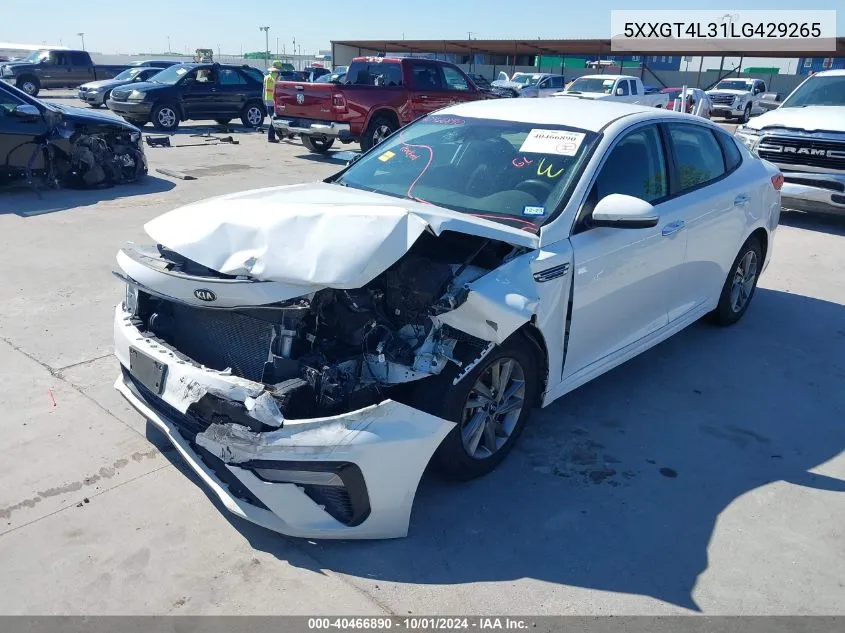 2020 Kia Optima Lx VIN: 5XXGT4L31LG429265 Lot: 40466890