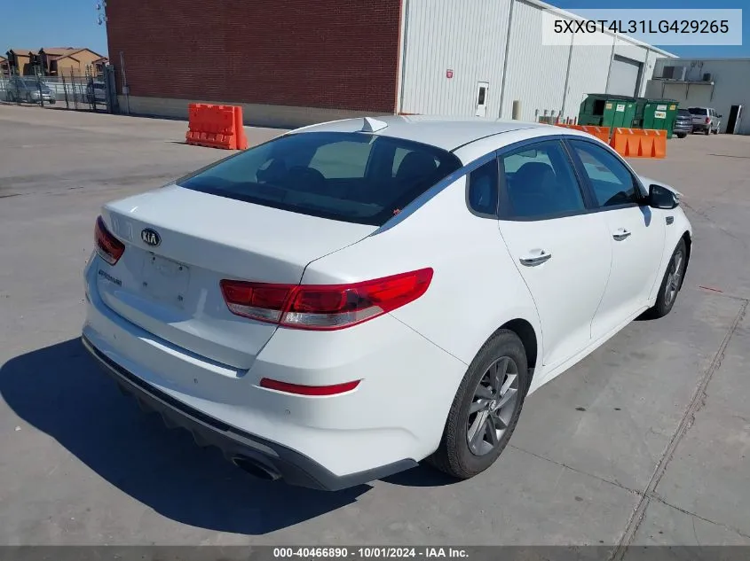 2020 Kia Optima Lx VIN: 5XXGT4L31LG429265 Lot: 40466890