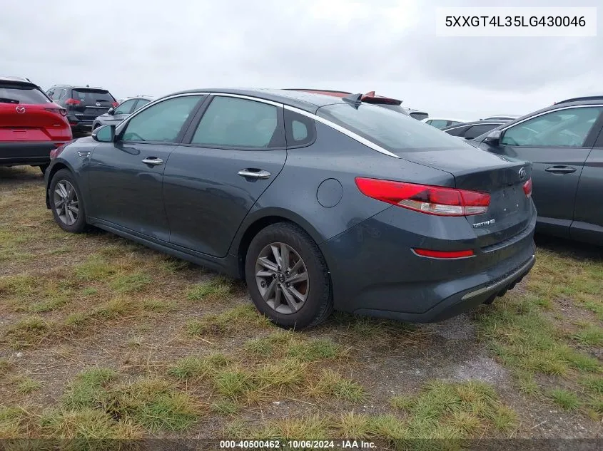 2020 Kia Optima Lx/S/Se VIN: 5XXGT4L35LG430046 Lot: 40500462