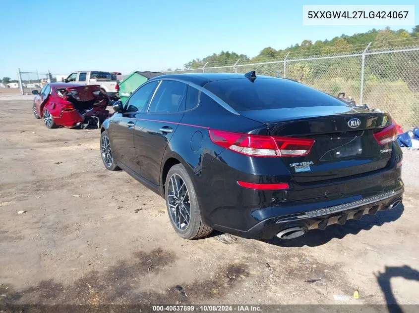 2020 Kia Optima Sx Turbo VIN: 5XXGW4L27LG424067 Lot: 40537899