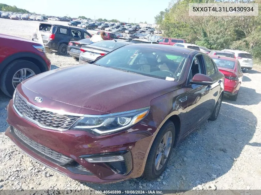 2020 Kia Optima Lx VIN: 5XXGT4L31LG430934 Lot: 40545899