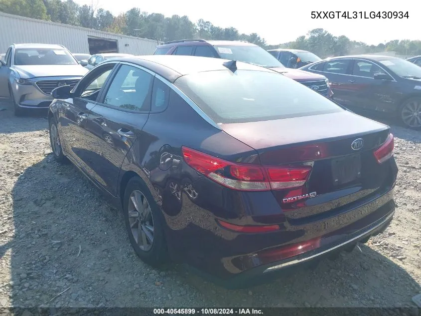 5XXGT4L31LG430934 2020 Kia Optima Lx