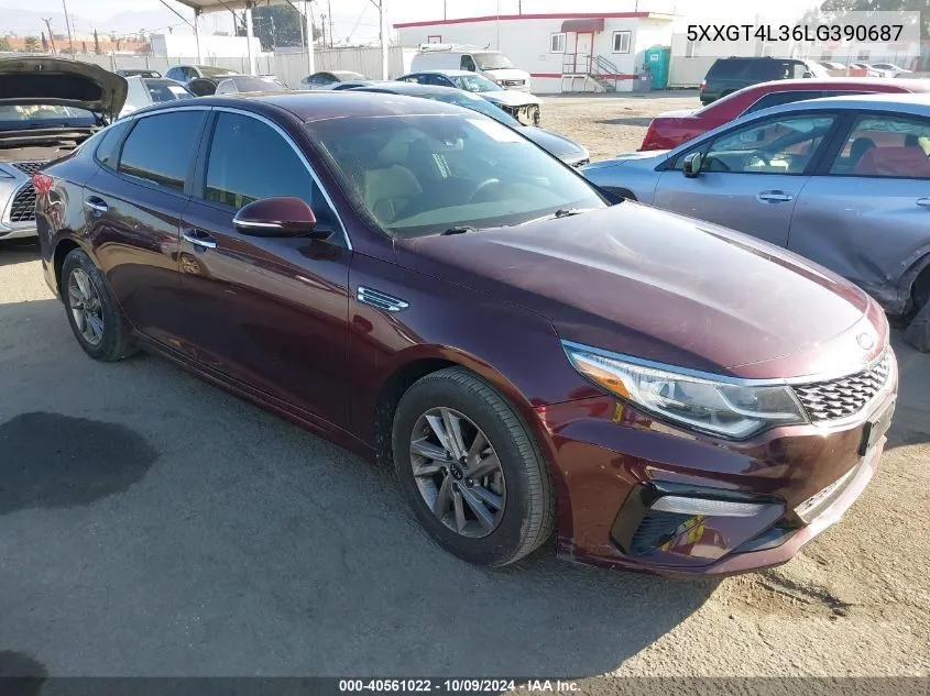 2020 Kia Optima Lx/S/Se VIN: 5XXGT4L36LG390687 Lot: 40561022