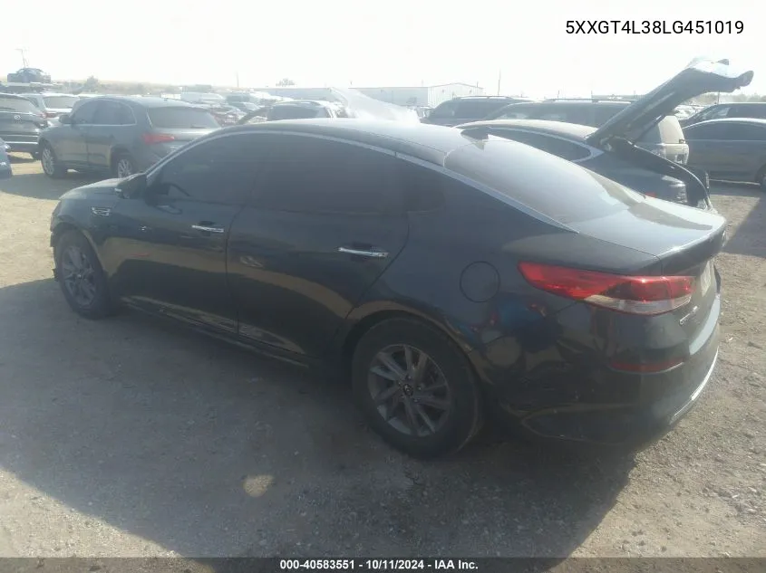 5XXGT4L38LG451019 2020 Kia Optima Lx