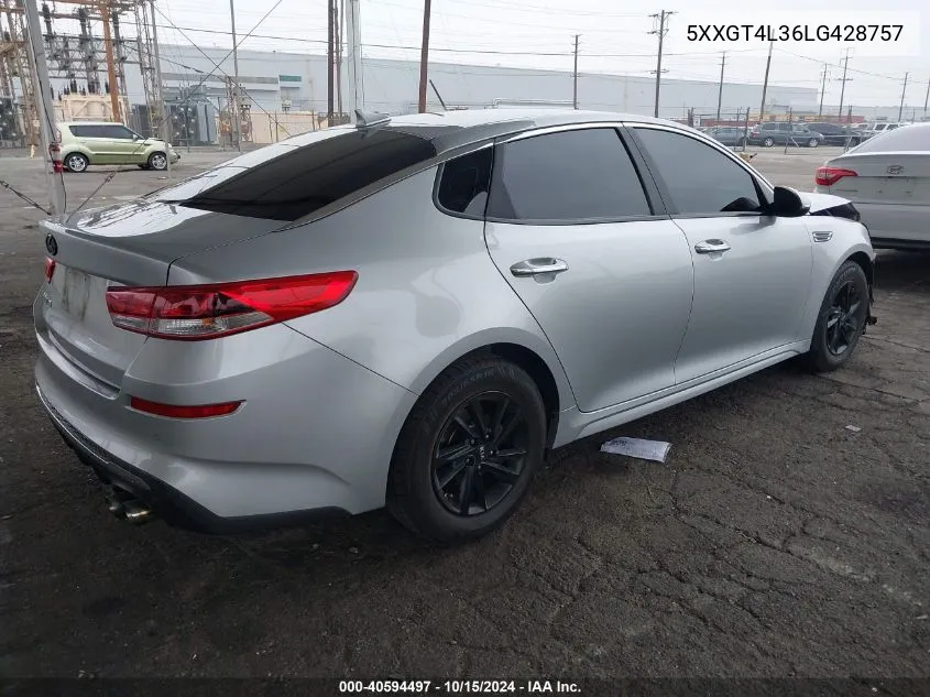 2020 Kia Optima Lx VIN: 5XXGT4L36LG428757 Lot: 40594497