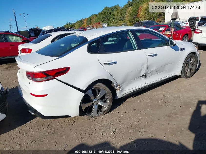 2020 Kia Optima S VIN: 5XXGT4L33LG417473 Lot: 40618217