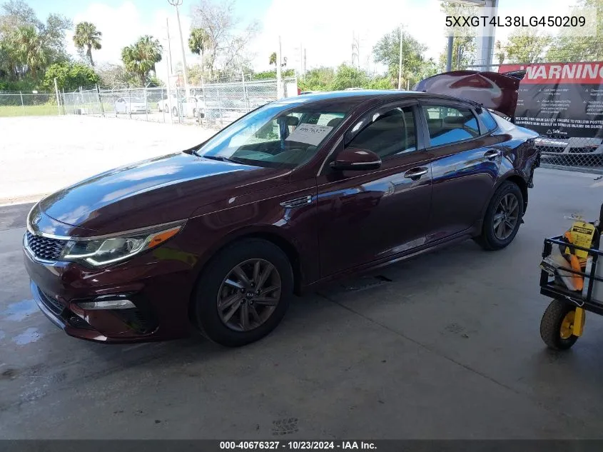 2020 Kia Optima Lx VIN: 5XXGT4L38LG450209 Lot: 40676327