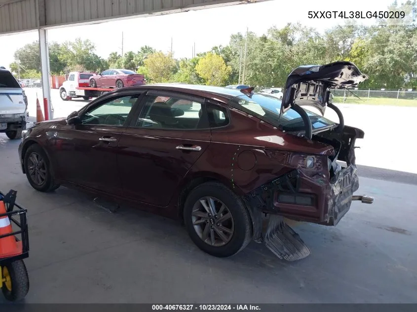 2020 Kia Optima Lx VIN: 5XXGT4L38LG450209 Lot: 40676327