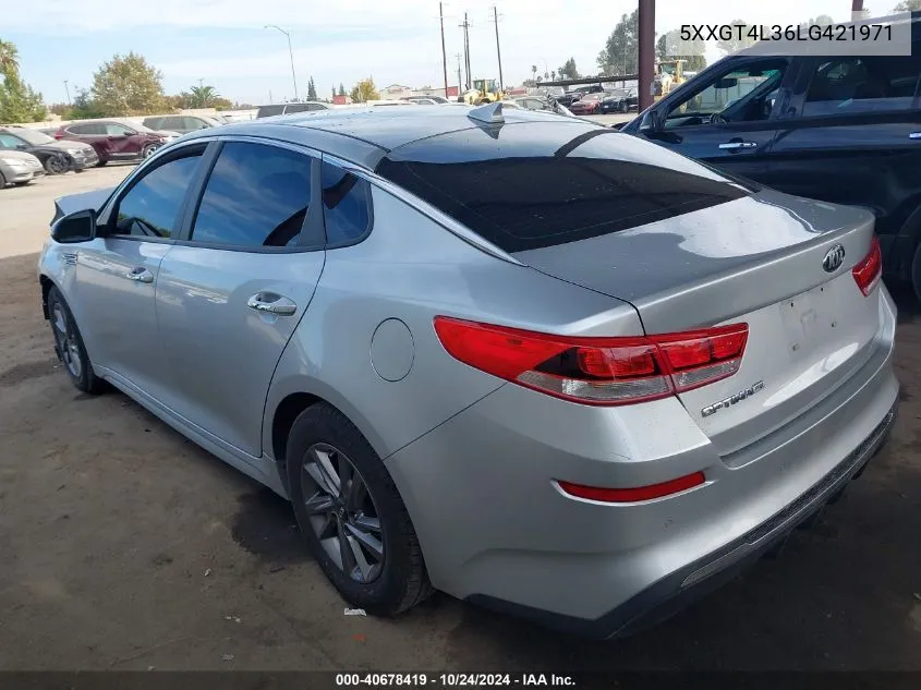 2020 Kia Optima Lx/S/Se VIN: 5XXGT4L36LG421971 Lot: 40678419