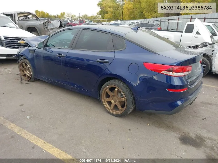 2020 Kia Optima Lx VIN: 5XXGT4L36LG386784 Lot: 40714974