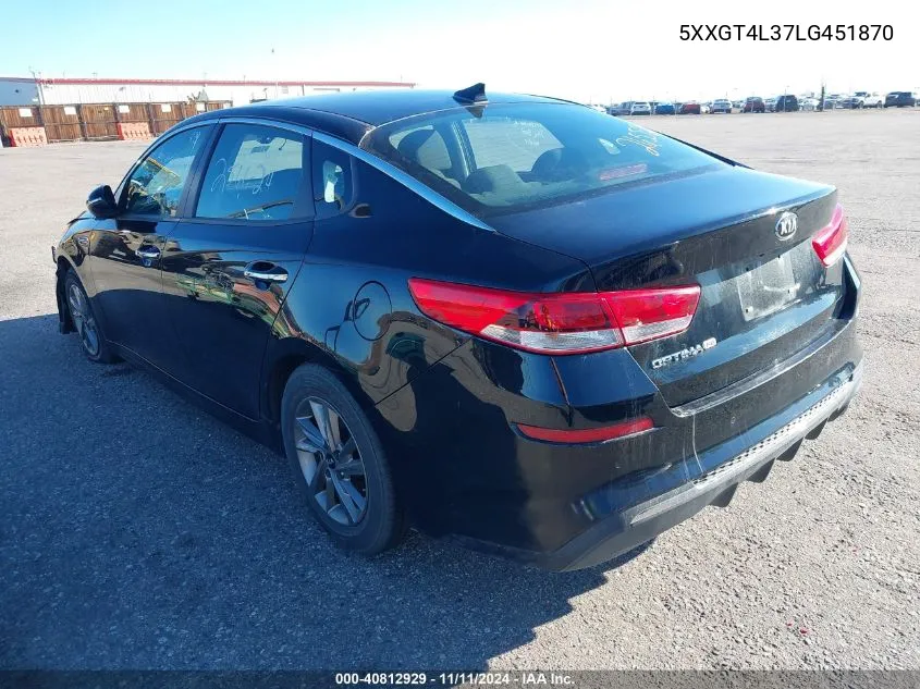 2020 Kia Optima Lx VIN: 5XXGT4L37LG451870 Lot: 40812929