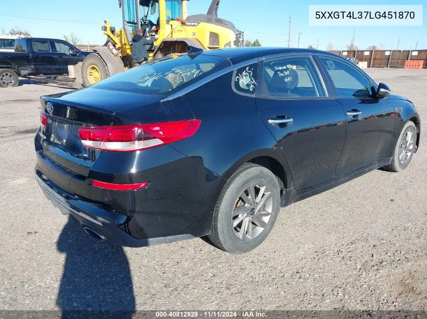 2020 Kia Optima Lx VIN: 5XXGT4L37LG451870 Lot: 40812929